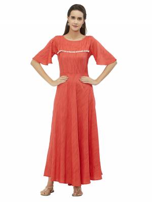 For Your Semi-Casuals, Grab This Readymade Pretty Kurti In Red Color Fabricated On Flax Rayon. The Pretty Color and Rich Fabric Will Give An Elegant Look To Your Personality. 