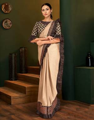 A classy , sophisticated and graceful pick, this saree is a modern take on evergreen outfits. Pair with subtle jewels to complete the look. 