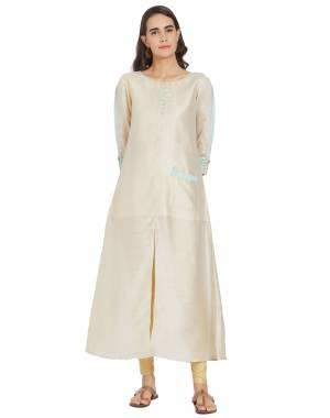 Flaunt Your Rich And Elegant Taste Wearing This Designer Readymade Long Kurti In Off-White Color Fabricated On Art Silk. 