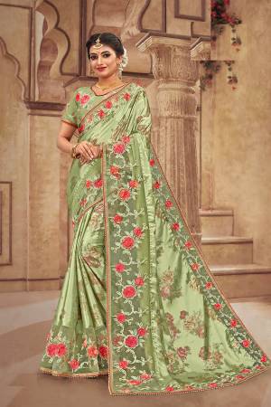 You Will Definitely Earn Lots Of Compliments Wearing This Heavy Designer Which Is Perfectly Suitable For Wedding Wear. This Pretty Saree Is Satin Georgette Based Which Is Durable And Eary To Carry.