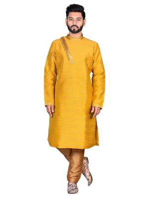 Grab This Amazing Pair Of Kurta And Chudidar For Men Fabricated On Art Silk. This Kurta Is Suitable For Festive Wear Or Any Wedding Functions. It Is Light In Weight and Can Be Paired With Any Kind Of Bottom Like Chudidar, Pyjama Or Even Denims. Its Fabric Is Soft Towards Skin And Avialable In All Sizes. Buy Now.