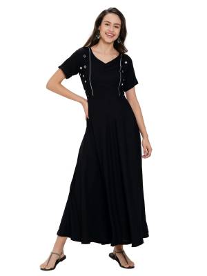 Grab This Beautiful Designer Long Kurti In Black Color. This Readymade Kurti Is Fabricated On Rayon Beautified With Mirror Work. It Is Light Weight And Soft Towards Skin.