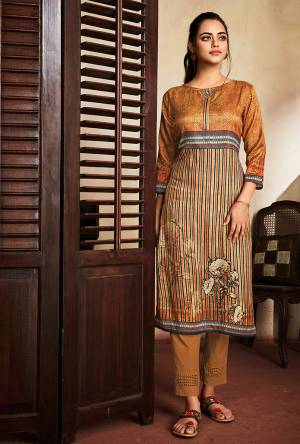 For Your Casual Or Semi-Casual Wear, Grab This Readymade Straight Kurti Fabricated On Soft Silk. This Pretty Kurti Is Beautified With Digital Prints All over. It Is Light Weight And Easy To carry All Day Long. 