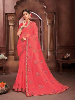 Look Attractive In This Pretty Designer saree In Pink Color. This Saree Is Fabricated On Chiffon Beautified Elegant Embroidery Giving An Attractive Look. Buy Now.