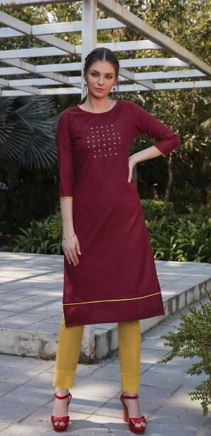 Here Is A Pretty Readymade Pair Of Kurti With Bottom In Magenta Pink And Yellow Color Respectively. This Kurti And Bottom Are Cotton Based Which Is Light Weight, Easy To Carry And Durable. Buy Now.