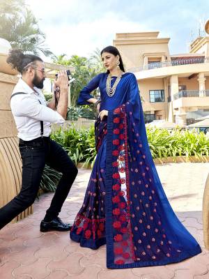Shine Bright Wearing This Lovely Designer Saree In Royal Blue Color Paired With Royal Blue Colored Blouse. This Pretty Saree Is Silk Georgette Based Paired With Art Silk Fabricated Blouse. It Is Beautified With Detailed Attractive Embroidery. Buy Now.