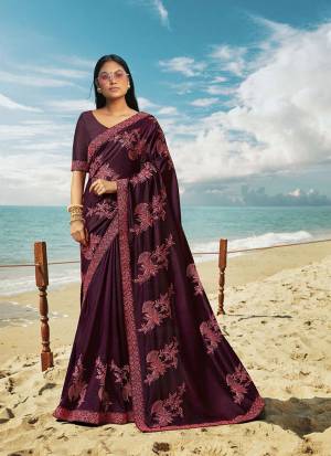 Grab This Beautiful Designer Saree For The Upcoming Festive And Wedding Season In Dark Purple Color. This Saree And Blouse Are Silk based Which Gives A Rich Look To Your Personality. 