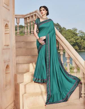 Look Pretty In This Designer Elegant Looking Saree In Turquoise Blue Color. This Saree Is Fabricated On Soft Art Silk Beautified With Detailed Thread Embroidery Work Paired With Art Silk Fabricated Blouse.?