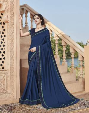 Look Pretty In This Designer Elegant Looking Saree In Navy Blue Color. This Saree Is Fabricated On Soft Art Silk Beautified With Detailed Thread Embroidery Work Paired With Art Silk Fabricated Blouse.?