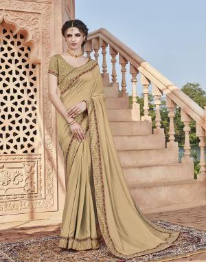 Look Pretty In This Designer Elegant Looking Saree In Beige Color. This Saree Is Fabricated On Soft Art Silk Beautified With Detailed Thread Embroidery Work Paired With Art Silk Fabricated Blouse.?