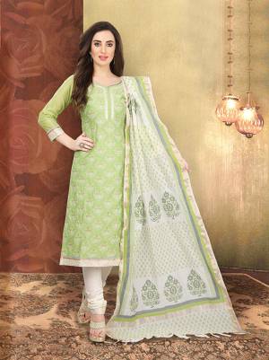 Add This Lovely Rich And Elegant Looking Silk Based Designer Straight Suit To Your Wardrobe In Light Green Color. Its Top Is Fabricated On Chanderi Silk Paired With Cotton Based Bottom And Banarasi Silk Dupatta.