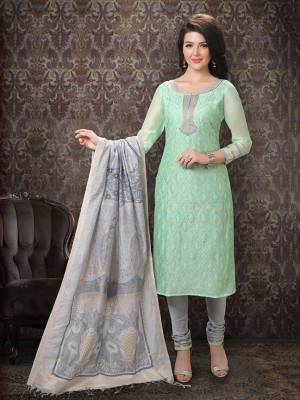 Add This Lovely Rich And Elegant Looking Silk Based Designer Straight Suit To Your Wardrobe In Pastel Green Color. Its Top Is Fabricated On Chanderi Silk Paired With Cotton Silk Based Bottom And Art Silk Dupatta.