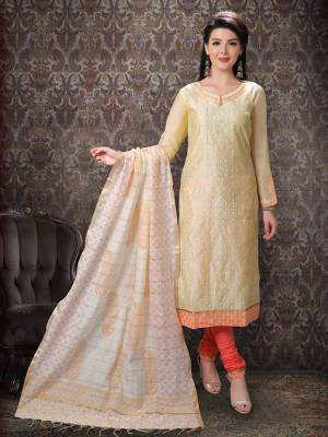 Add This Lovely Rich And Elegant Looking Silk Based Designer Straight Suit To Your Wardrobe In Pastel Yellow Color. Its Top Is Fabricated On Chanderi Silk Paired With Cotton Based Bottom And Chanderi Silk Dupatta.