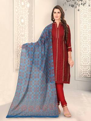 Add This Lovely Rich And Elegant Looking Chanderi Silk Based Designer Straight Suit To Your Wardrobe In Red Color. Its Rich Fabric And Unique Color Pallete Will Definitely Earn You Lots Of Compliments From Onlookers. 
