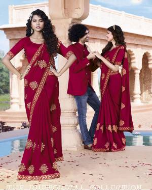 Add This Very Beautiful And Attractive Looking Designer Saree In Dark Pink Color Paired With Dark Pink Colored Blouse. This Saree And Blouse Are Silk Based Beautified With Attractive Work. 