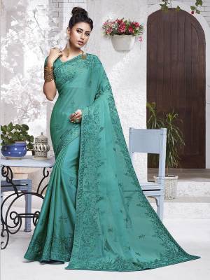 Celebrate This Festive Season With Beauty And Comfort Wearing This Pretty Light Weight Embroidered Saree In Turquoise Blue Color. This Saree Is Chiffon Based Paired With Art Silk Fabricated Blouse. Buy Now.