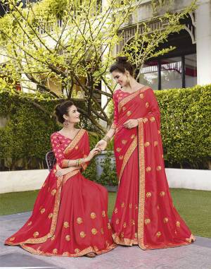 Celebrate This Festive Season With Beauty And Comfort Wearing This Durable And Light Weight Designer Saree In Crimson Red Color. This Saree Is Fabricated On Art Silk Paired With Jacquard Silk Fabricated Blouse. Buy Now