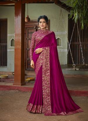 Add Some Rich And Elegant looking Simple Yet Designer Saree In Magenta Pink Color. This Saree Is Fabricated On Art Silk Paired with Jacquard Silk Fabricated Blouse. Buy Now.