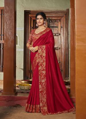 Add Some Rich And Elegant looking Simple Yet Designer Saree In Red Color. This Saree Is Fabricated On Art Silk Paired with Jacquard Silk Fabricated Blouse. Buy Now.