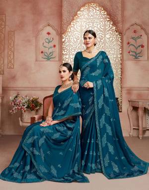 Celebrate This Festive Season With Beauty And Comfort Wearing This?Pretty Light Weight Embroidered Saree In Blue Color. This Saree Is Chiffon Based Paired With Art Silk Fabricated Blouse. Buy Now