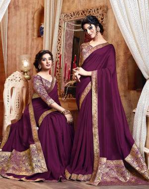 Add Some Rich And Elegant looking Simple Yet Designer Saree In Purple Color. This Saree Is Fabricated On Art Silk Paired with Jacquard Silk Fabricated Blouse. Buy Now.