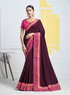 Look Beautiful In Attractive Designer Saree In Magenta Pink Color Paired With Pink Colored Blouse. This Saree And Blouse Are Silk Based Beautified With Detailed Attractuve Embroidery. Buy This Saree Now.