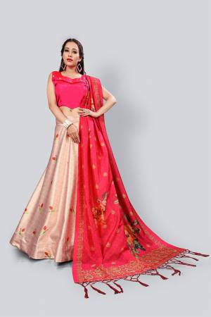 Look Beautiful Wearing This Designer Lehenga Choli In Rani Pink Colored Blouse And Dupatta Paired With A Baby Pink Colored Lehenga. This Digital Printed Lehenga Choli Is Fabricated On Satin Silk Paired With Assam Silk Fabricated Dupatta.