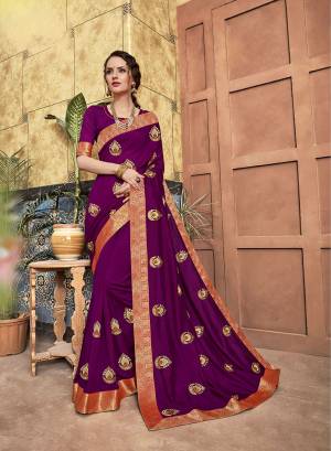 Look Beautiful In This Designer Purple Colored Saree Beautified With Small Embroidered Motifs. This Saree And Blouse Are Silk Based Which Gives A Rich Look To Your Personality. 