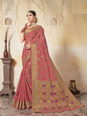 Celebrate This Festive Season Wearing This Designer Silk Based Saree In Pink Color. This Saree And Blouse Are Fabricated On Art Silk Beautified With Weave All Over. 