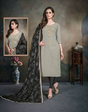 Flaunt Your Rich And Elegant Taste Wearing This Designer Straight Suit In Grey Colored Top Paired With Black Colored Bottom And Dupatta. Its Top Is Fabricated On Modal Silk Paired With Cotton Bottom And Digital Printed Dupatta. 