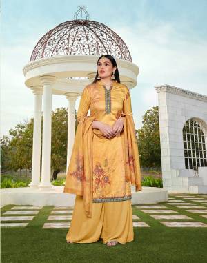 For Your Semi-Casual Or Festive Wear, Grab This Very Comfortable Soft Fabricated Designer Straight Suit In Musturd Yellow Color. Its Pretty Top Is Cotton Silk Based Paired With Lawn Cotton And Soft cotton Dupatta. It Is Light In Weight, Durable And Easy To Care For.
