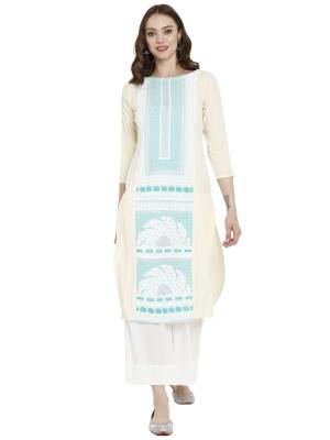 Must Have Casual Kurti Is Here In White Color Fabricated On Crepe. This Straight Kurti Is Beautified With Prints And It Is Light Weight, Durable And Easy To Care For. Buy Now.