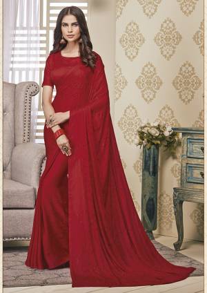 Adorn The Pretty Angelic Look Wearing This Designer Elegant Looking Saree In Red Color. This Pretty Saree And Blouse Are Fabricated On Soft Satin Beautified With Pretty Stone Work. Its Lovely Color And Stone Work Will Definitely Earn You Lots Of Compliments From Onlookers. 