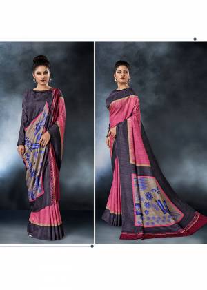For Your Semi-Casual Wear, Grab This Designer Saree Fabricated On Tussar Silk Slub. This Pretty Saree Is Beautified With Prints Which Is Light Weight And Easy To Carry All Day Long. 