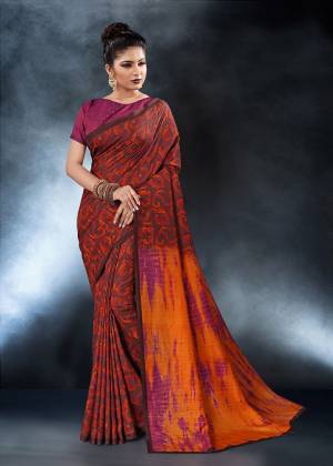Add This Pretty Saree To Your Wardrobe For Festive Or Semi-Casual Wear. This Saree And Blouse Are Fabricated on Tussar Silk Slub Beautified With Prints. Buy This Saree Now.