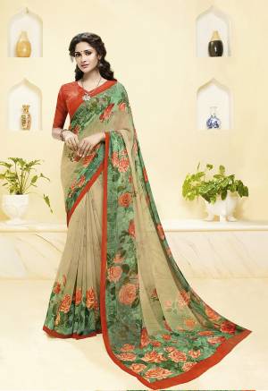 For Your Casual Wear Grab This Pretty Printed Saree, This Saree And Blouse Are Fabricated On Georgette Beautified With Prints. Buy This Saree Now.