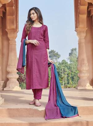Here Is A Pretty Reeadymade Straight Suit In Magenta Pink Color. This Readymade Suit Is Available In All Regular Sizes And Also It Is Light In Weight And Easy To Carry All Day Long. 