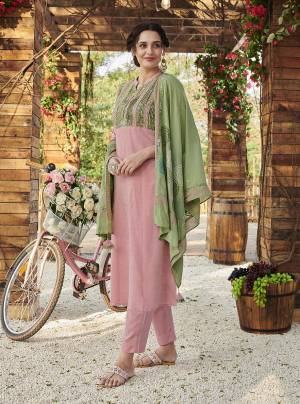 Celebrate This  Festive Season With Beauty And Comfort Wearing This Designer Readymade Straight Suit In Baby Pink Color. Its Pretty Color and Rich Fabric Will Earn You Lots Of Compliments From Onlookers. 