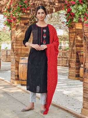 Celebrate This  Festive Season With Beauty And Comfort Wearing This Designer Readymade Straight Suit In Black Color. Its Pretty Color and Rich Fabric Will Earn You Lots Of Compliments From Onlookers. 