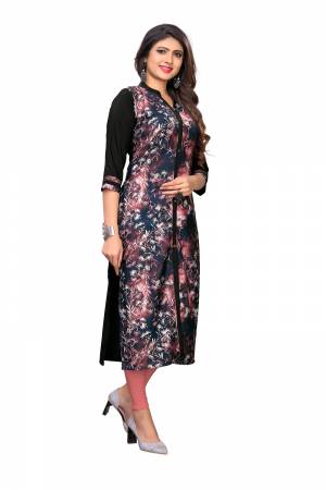 Add Some Casuals To Your Wardrobe With This Simple Kurti Fabricated On Crepe. This Pretty Kurti IS Beautified With Prints And Can be Paired With Same Of Contrasting Colored Bottom. 