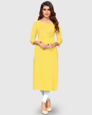 Add This Pretty Simple Kurti To Your Wardrobe In Yellow color Fabricated On Rayon. This Readymade Kurti Is Suitable For Daily Or Office Wear. 