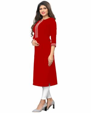 Add This Pretty Simple Kurti To Your Wardrobe In Red color Fabricated On Cotton Slub. This Readymade Kurti Is Suitable For Daily Or Office Wear. 