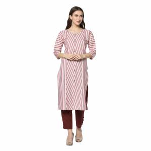 For Your Casual Wear, Grab This Pretty Readymade Straight Kurti In Pink Color Fabricated On Cotton. This Kurti Can Be Paired With Same Or Contrasting Colored Pants, Leggings Or Plazzo.