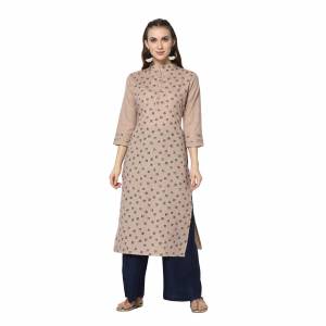 For Your Casual Wear, Grab This Pretty Readymade Straight Kurti In Peach Color Fabricated On Cotton. This Kurti Can Be Paired With Same Or Contrasting Colored Pants, Leggings Or Plazzo.