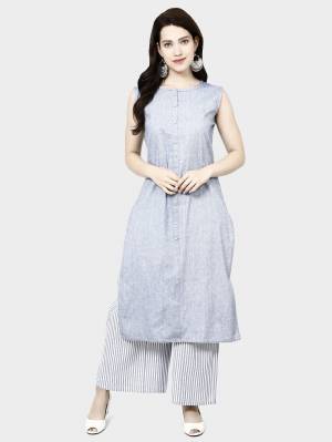 Simple and Elegant Looking Readymade Pair Of Kurti And Plazzo Is Here In Grey Color, This Pretty Pair Is Fabricated On Cotton Beautified With Prints, Also It Is Available In All Regular Sizes. 
