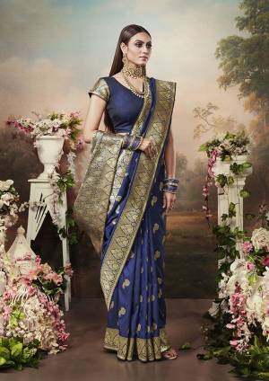 For A Royal Look, Grab This Designer Silk Based Saree In Royal Blue Color. This Heavy Weaved Saree Is Fabricated On Banarasi Silk Paired With Art Silk Fabricated Blouse. Pair This Up Pearl Or Stone Accessories For A Complete Rich Look.