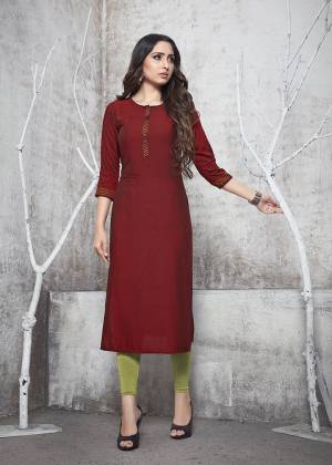 Simple And Elegant Looking Straight Kurti Is Here In Red Color Fabricated On Rayon. This Plain Kurti Is Readymade And Available In All Regular Sizes. 