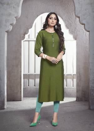 Simple And Elegant Looking Straight Kurti Is Here In Green Color Fabricated On Rayon. This Plain Kurti Is Readymade And Available In All Regular Sizes. 