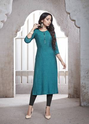 Simple And Elegant Looking Straight Kurti Is Here In Blue Color Fabricated On Rayon. This Plain Kurti Is Readymade And Available In All Regular Sizes. 