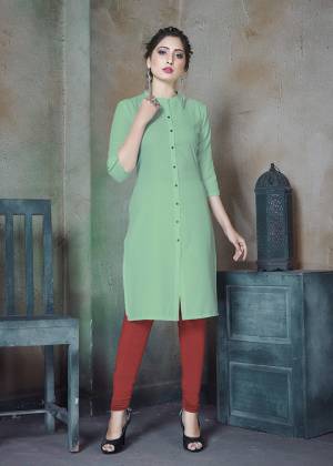Add This Casual Green Color Plain Kurti Fabricated On Cotton. It Is Light In Weight And Can Be Paired With Same Or Contrasting Colored Bottom. Also It Is Available In All Regular Sizes. Buy Now. 